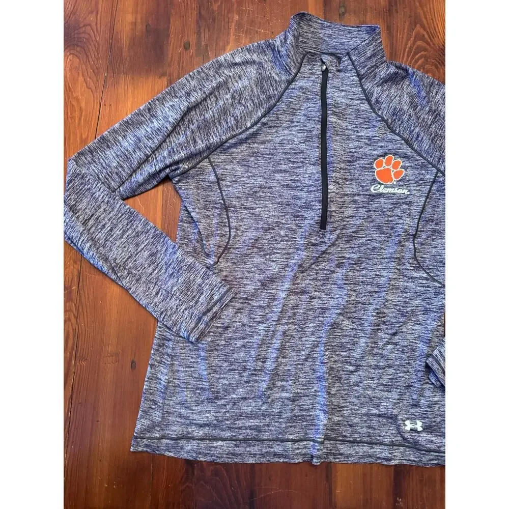 Clemson Tigers Under Armour Heathered Purple LS 1/4 Zip Pullover Youth Large